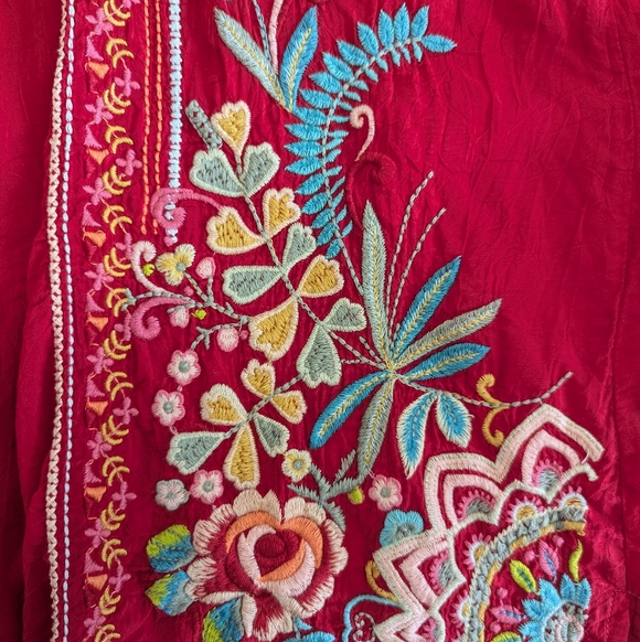 Johnny Was Red Festival Embroidered Tunic - Picture 4 of 6